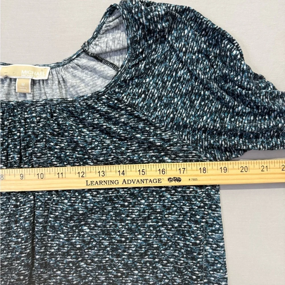 Michael Michael Kors Shirt Womens Medium Black Blue Print Scoop Neck Top Blouse